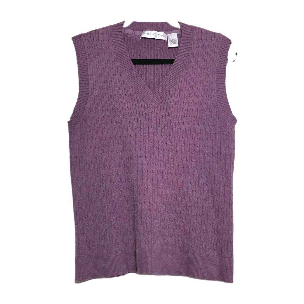 Vintage Y2K Sleeveless Sweater Vest Womens XL Purple Preppy 2000s Golf Pastel